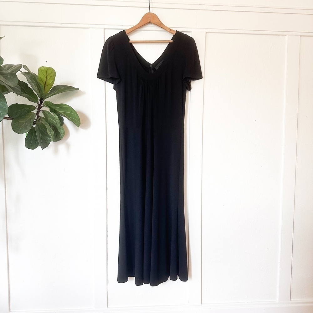 Derek Lam Black Label Midi Black Dress Cap Sleeve - Size 12